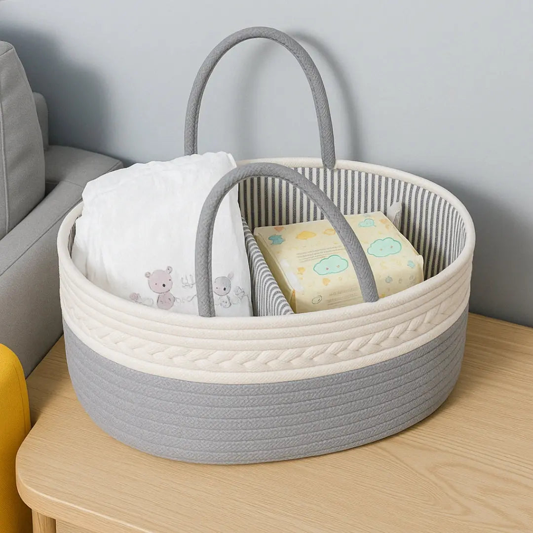 Panier à Couches Tressé – Organisation Élégante pour les Essentiels de Bébé Admin Justfocus - LTE